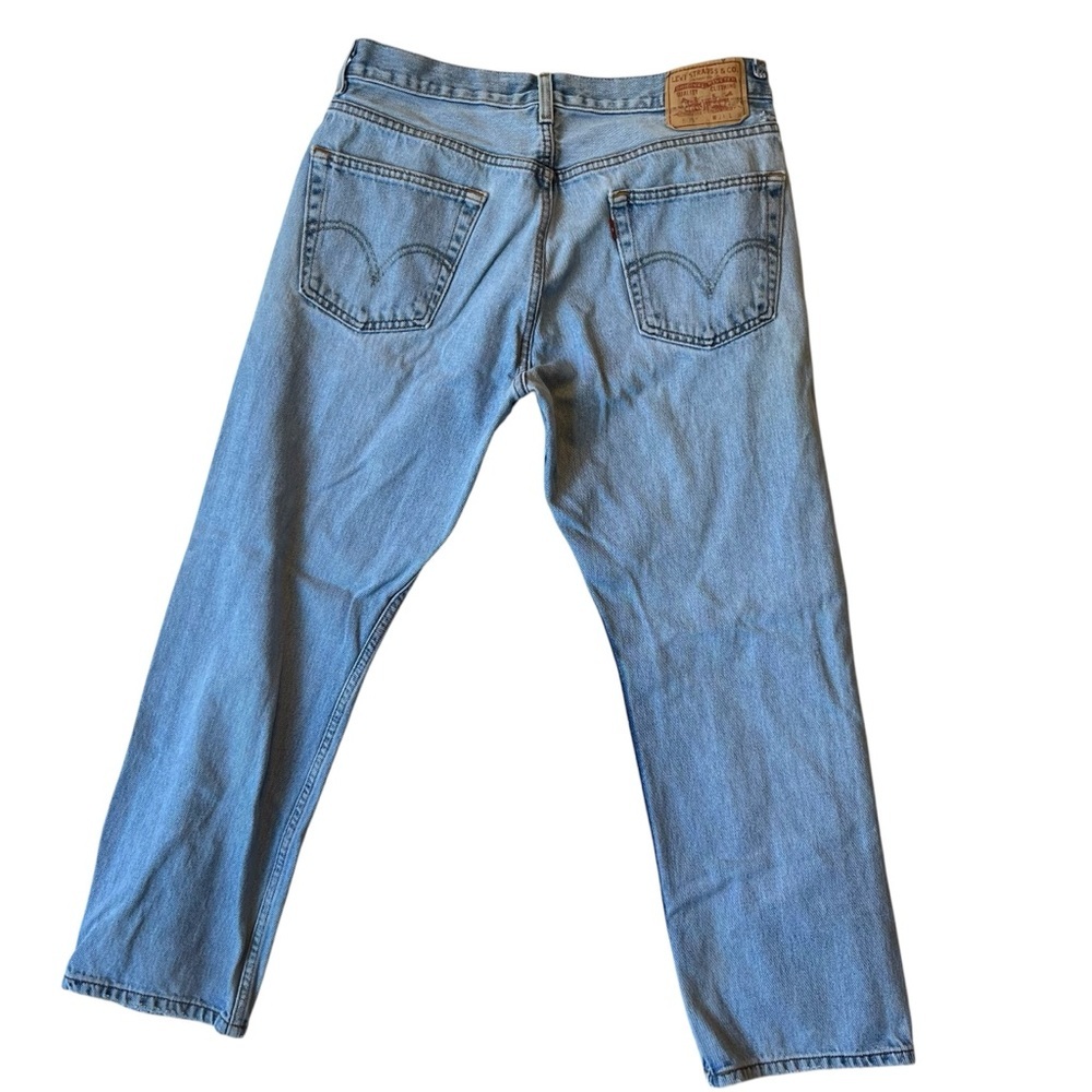 Levis 505 straight leg Vintage Y2K jeans 34 x 29 Light blue wash Mens Denim - Picture 3 of 8